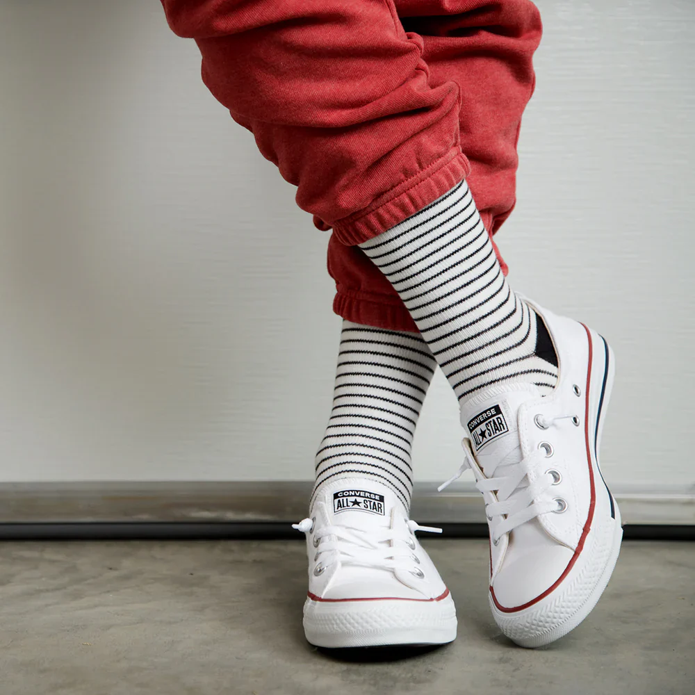 Pinstripe Cream & Black Compression Socks